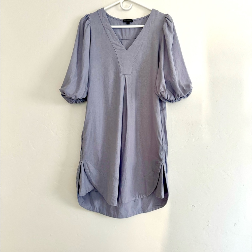 Linen Blend For Cynthia Puff sleeve Tunic Dress with Pockets Sz small